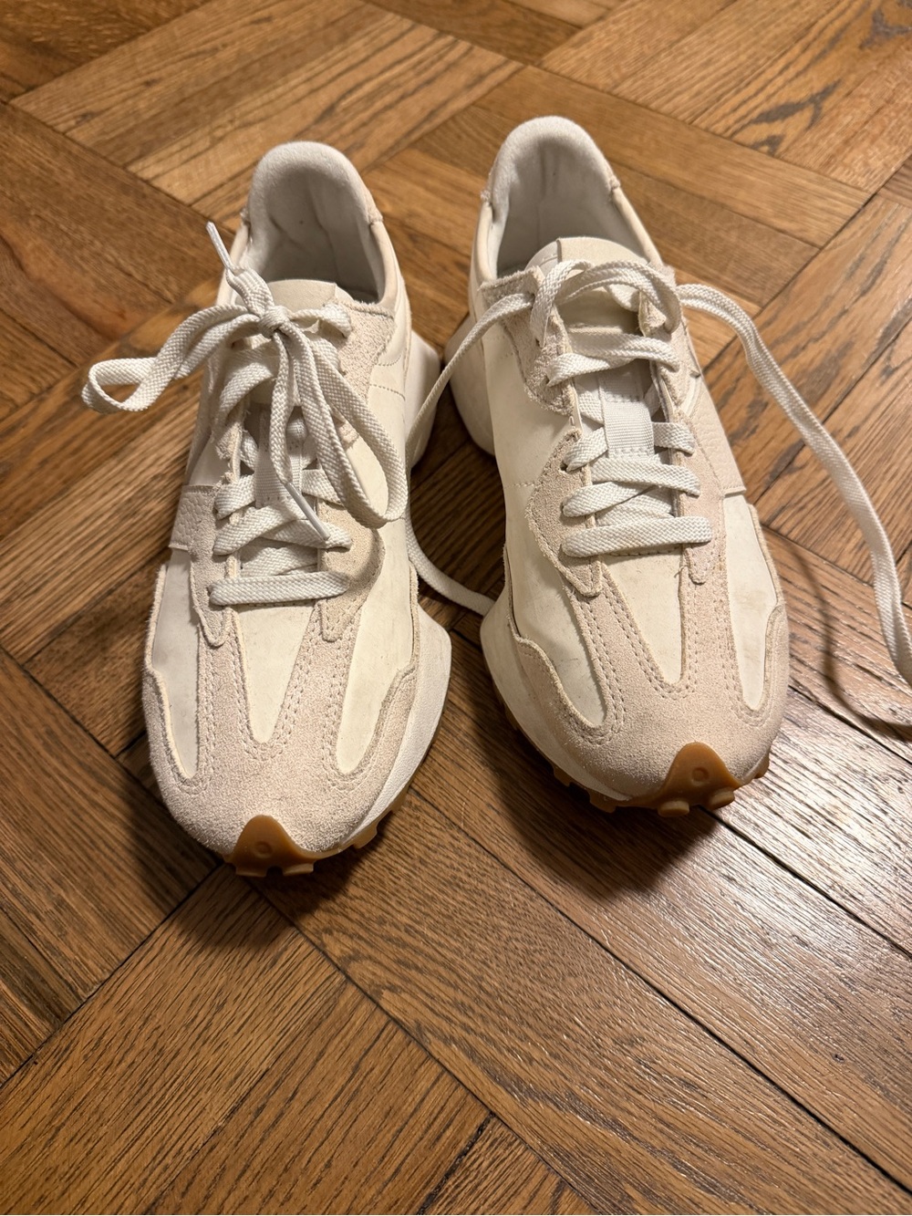 New Balance Women's Cream Suede & Fabric Sneakers